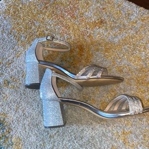Silver sparkly heels